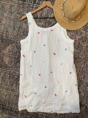 C&C California Embroidered Linen Blend Midi Dress Size L White Boho Lined